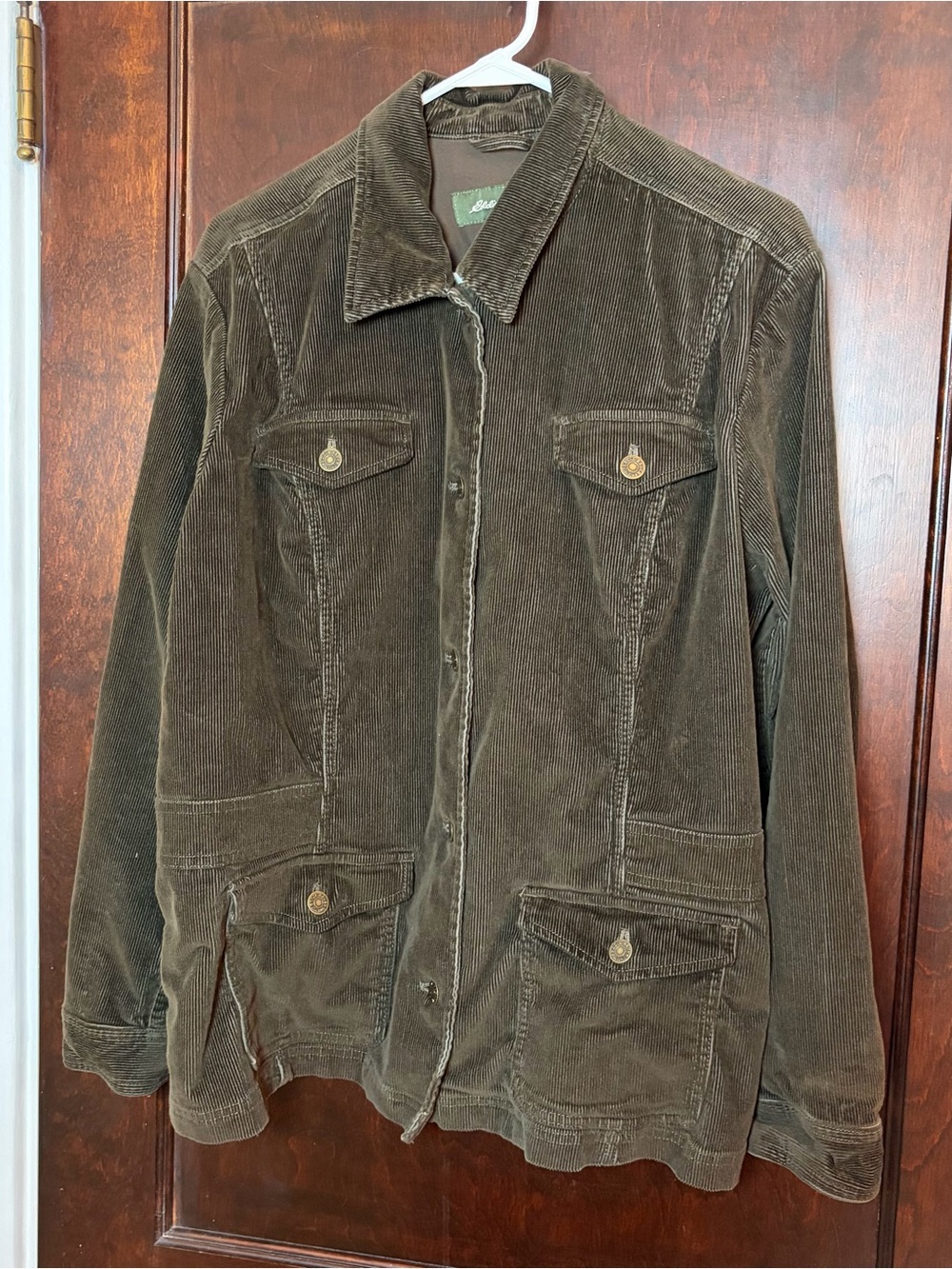 Eddie Bauer Women’s Corduroy Jacket Size XXL Dark Brown Button Front Field Coat